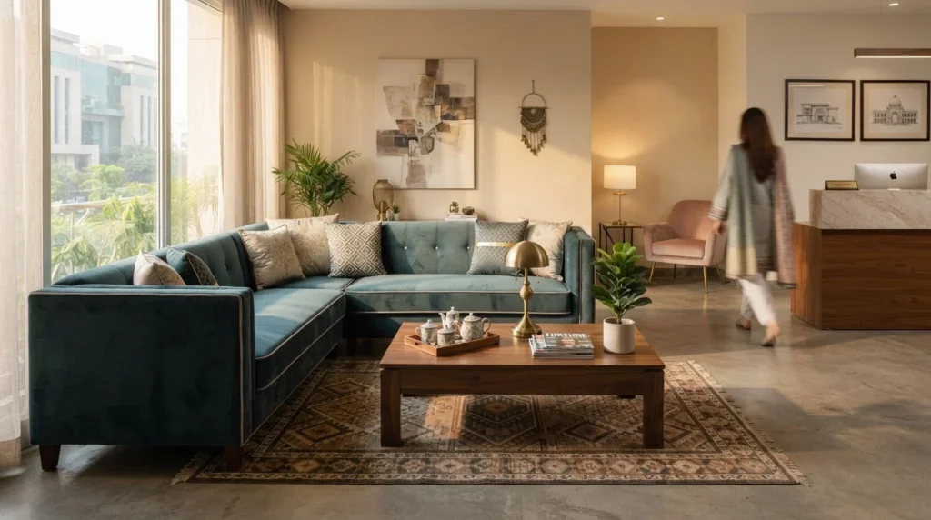 How to Style an Office and Reception Sofa