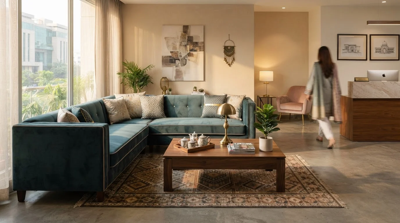 How to Style an Office and Reception Sofa