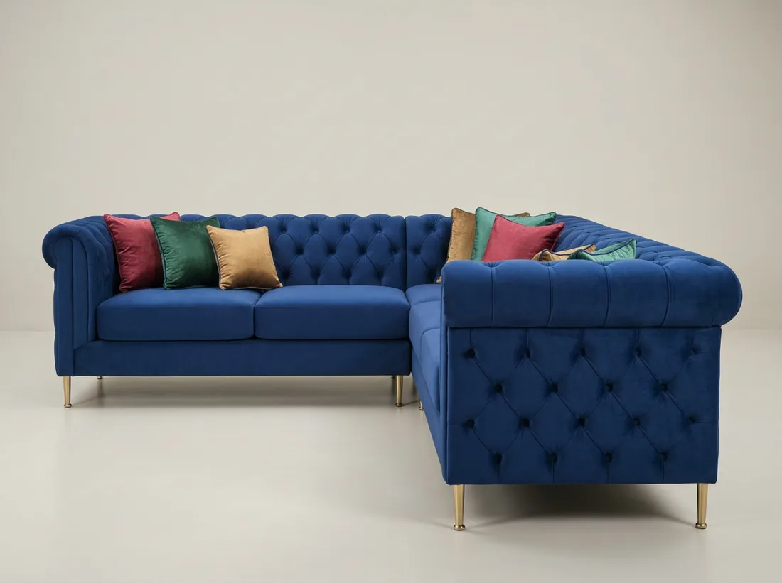Velvet Tufted L-Shape Sofa view 2 - Gujrat, Pakistan