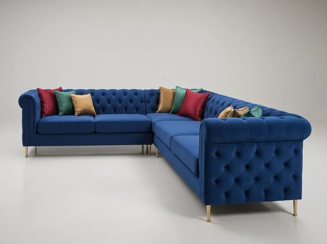 Velvet Tufted L-Shape Sofa view 3 - Gujrat, Pakistan