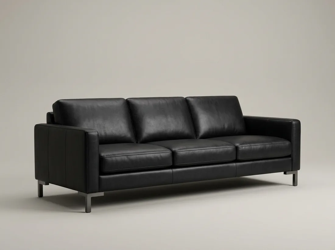 Black Leather Sofa - L-shape sofa price in Pakistan, Gujrat