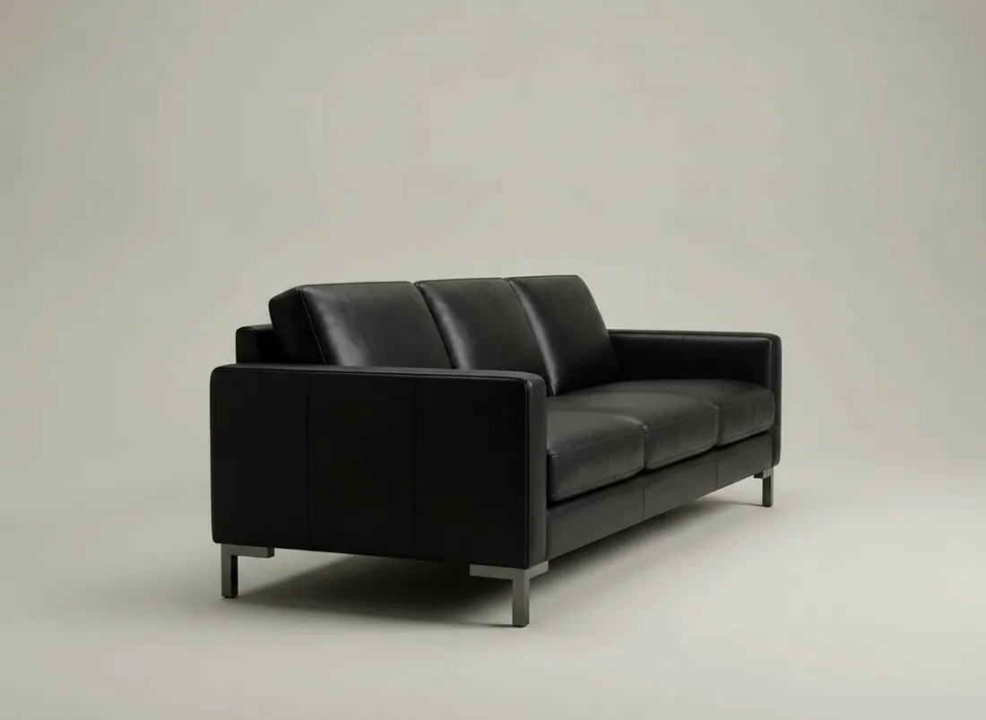 Black Leather Sofa view 2 - Gujrat, Pakistan