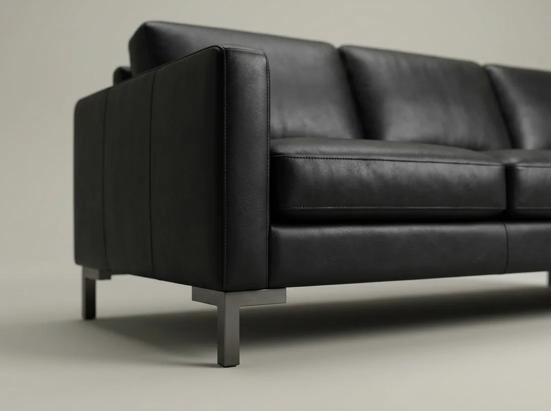 Black Leather Sofa view 5 - Gujrat, Pakistan