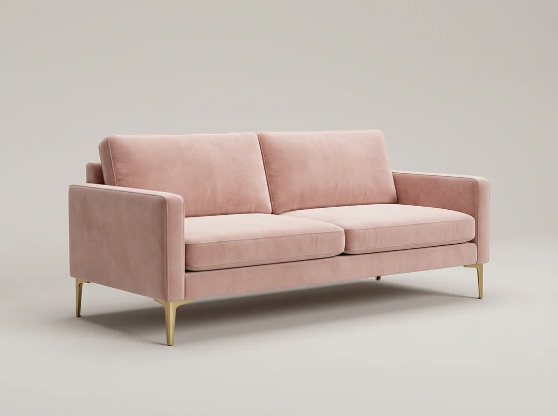 Blush Pink Velvet Sofa - L-shape sofa price in Pakistan, Gujrat