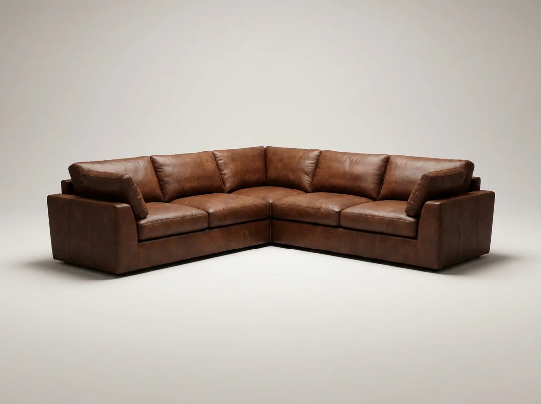 Brown Leather Corner Sofa - L-shape sofa price in Pakistan, Gujrat