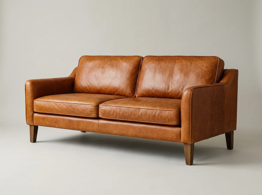 Cognac Leather Sofa - L-shape sofa price in Pakistan, Gujrat