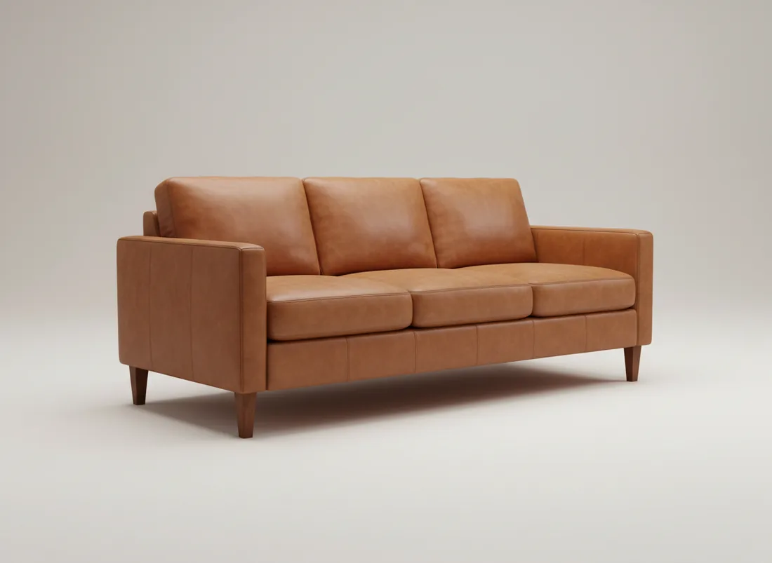 Tan Leather 3-Seater Sofa - L-shape sofa price in Pakistan, Gujrat