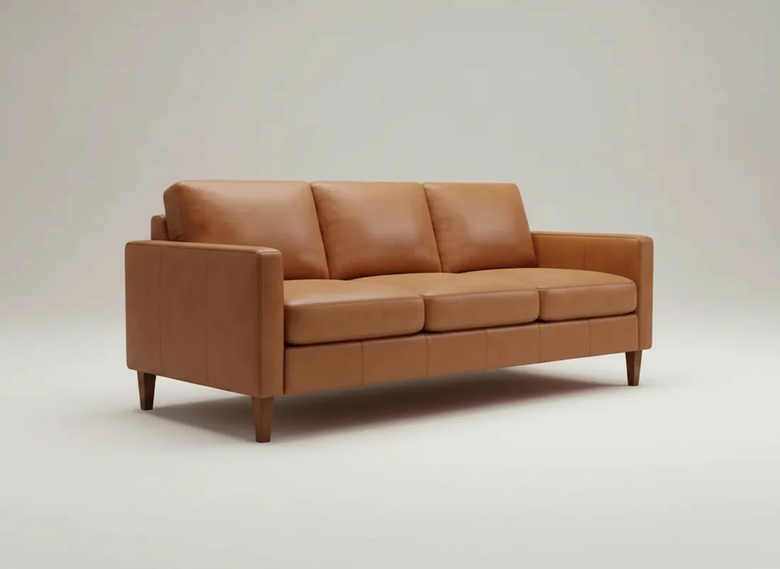 Tan Leather 3-Seater Sofa view 2 - Gujrat, Pakistan
