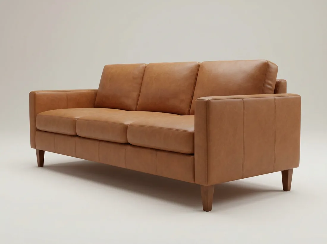 Tan Leather 3-Seater Sofa view 3 - Gujrat, Pakistan