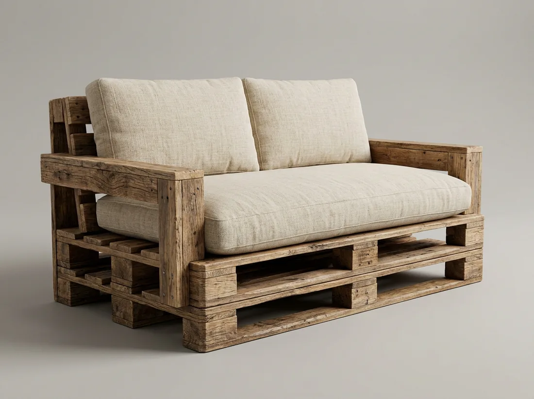 Pallet-Style Wooden Sofa - L-shape sofa price in Pakistan, Gujrat